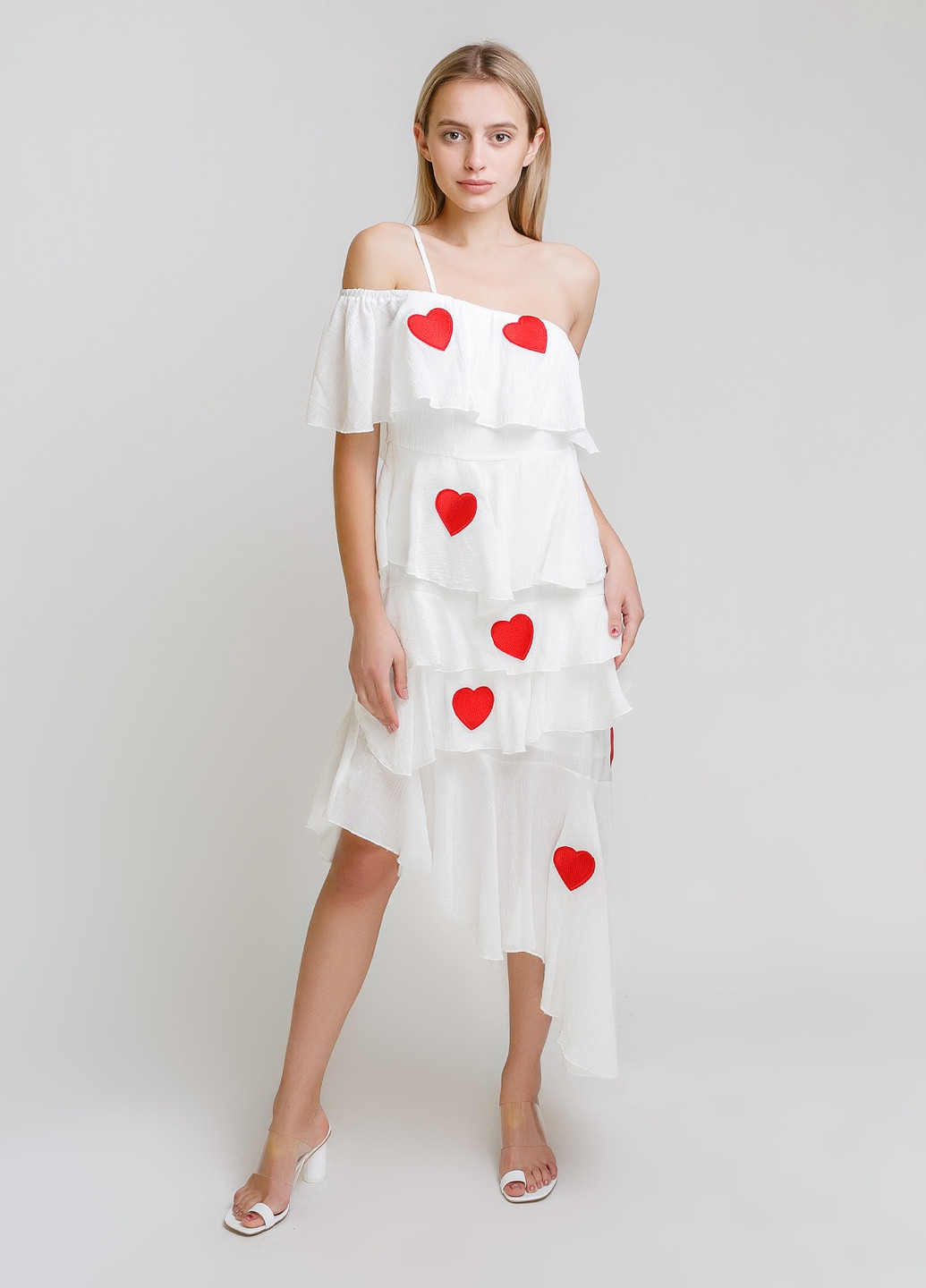 Білий пляжна сукня з принтом в серце V.S сердечка