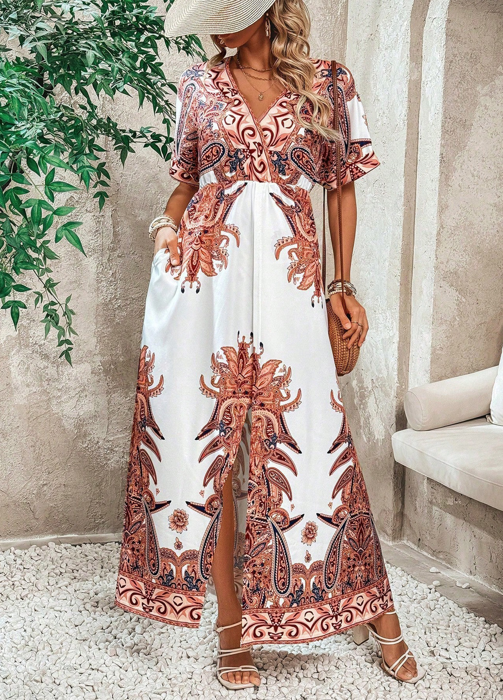 Белое кэжуал платье в стиле ампир SHEIN турецкие огурцы