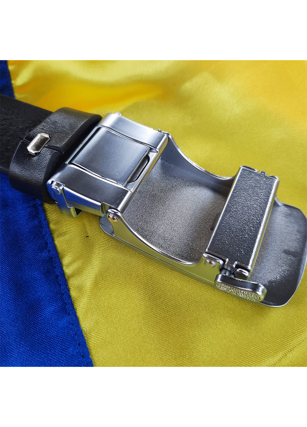 Ремень мужской кожаный черный -3583 "Все буде Україна" (120 см) JK (253322424)