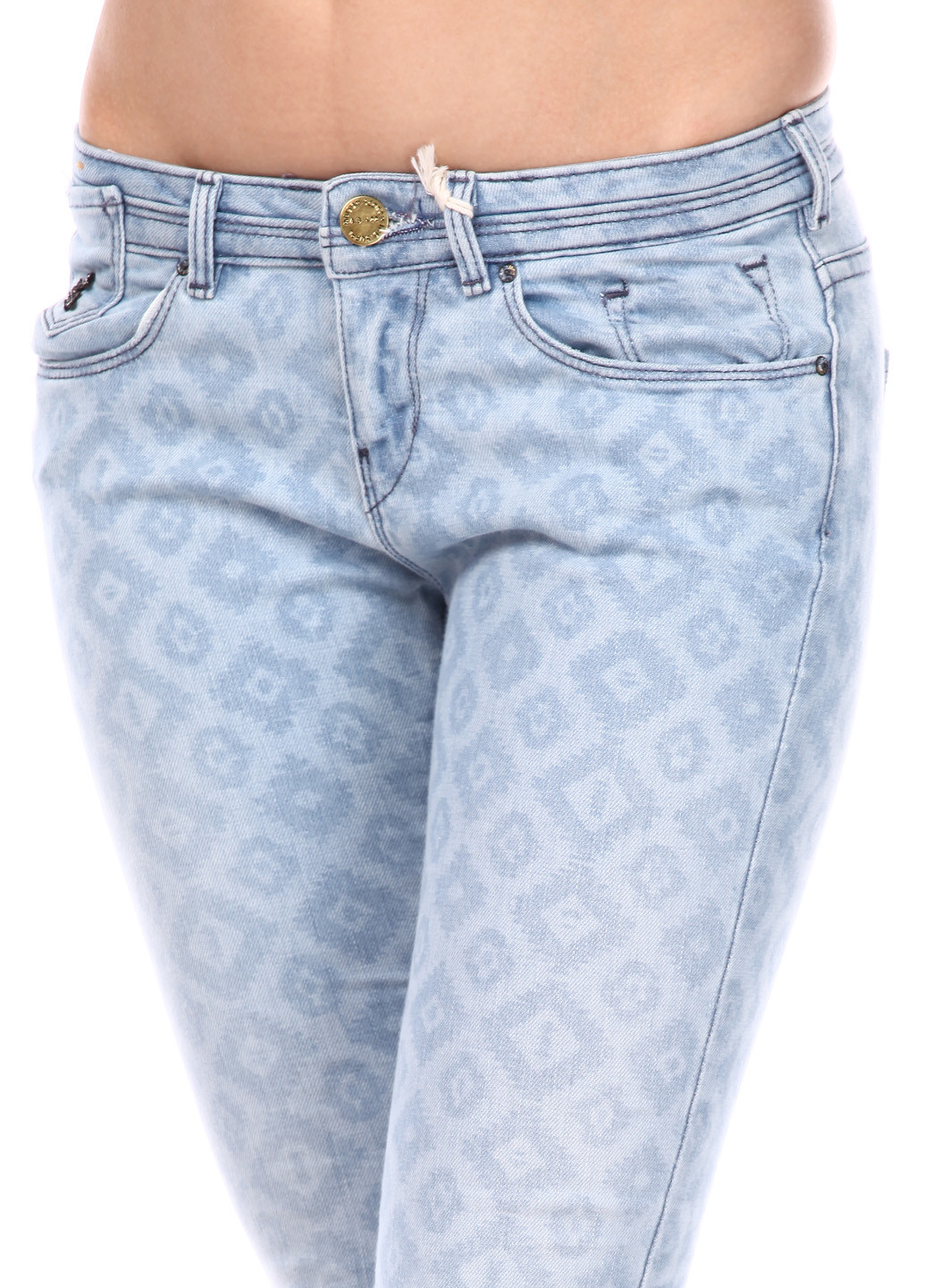 Голубые джинсовые летние зауженные брюки Maison Scotch