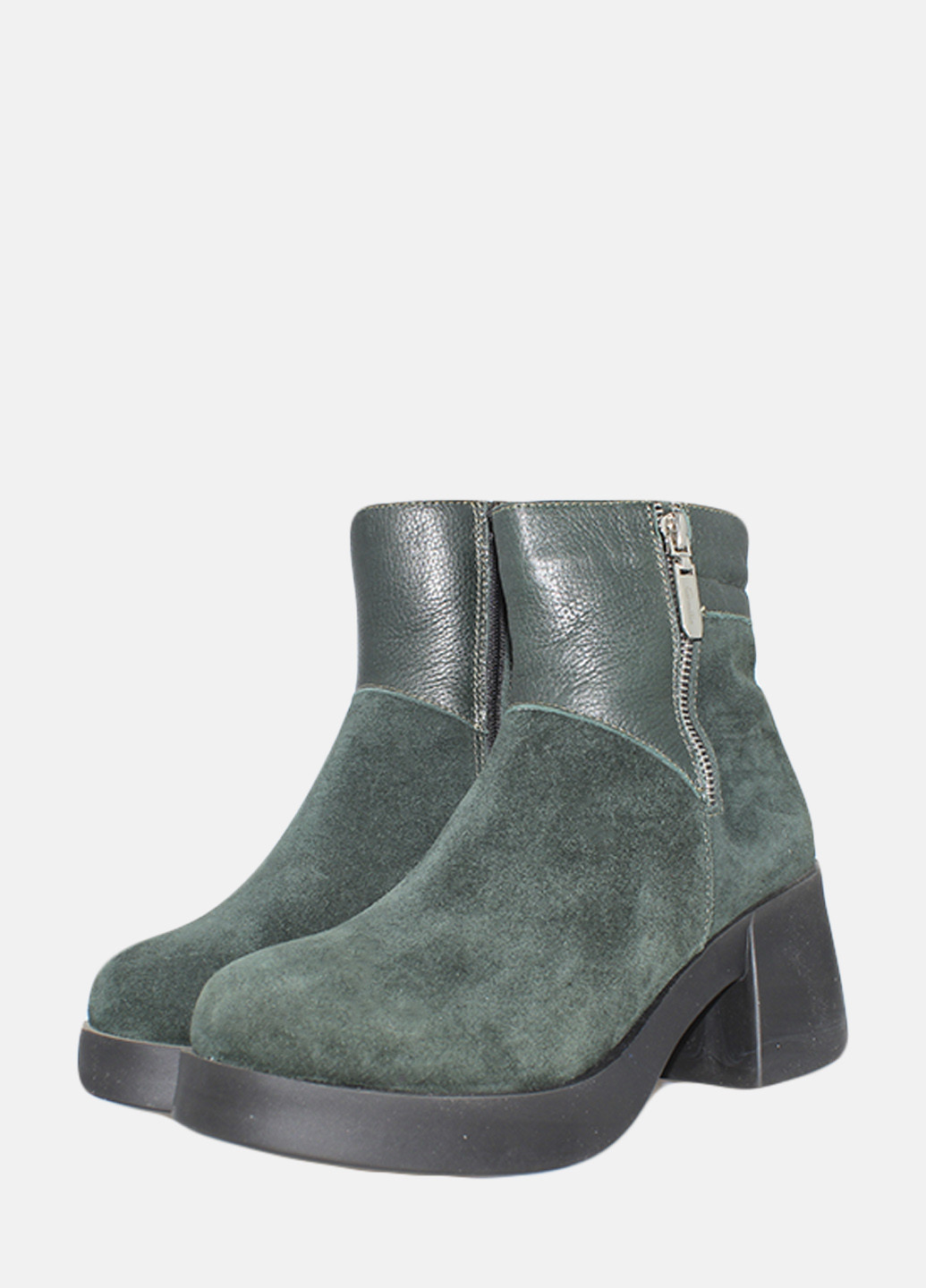 Зимние ботинки re0521 зеленый Emilio из натуральной замши