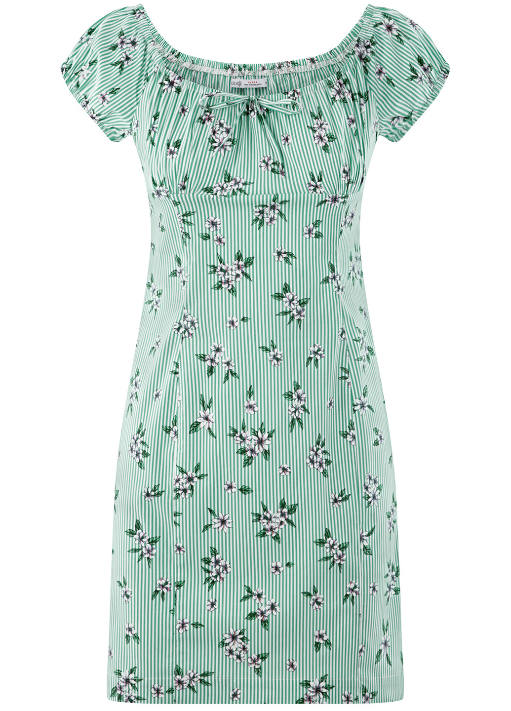 Зеленое кэжуал платье Oodji с цветочным принтом