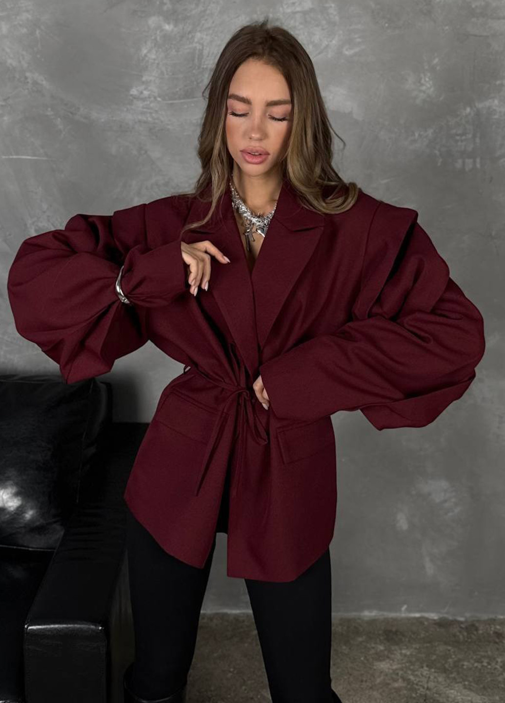 Бордовый женский жакет No Brand однотонный - демисезонный