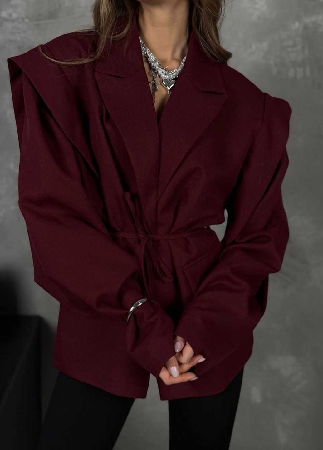 Бордовый женский жакет No Brand однотонный - демисезонный