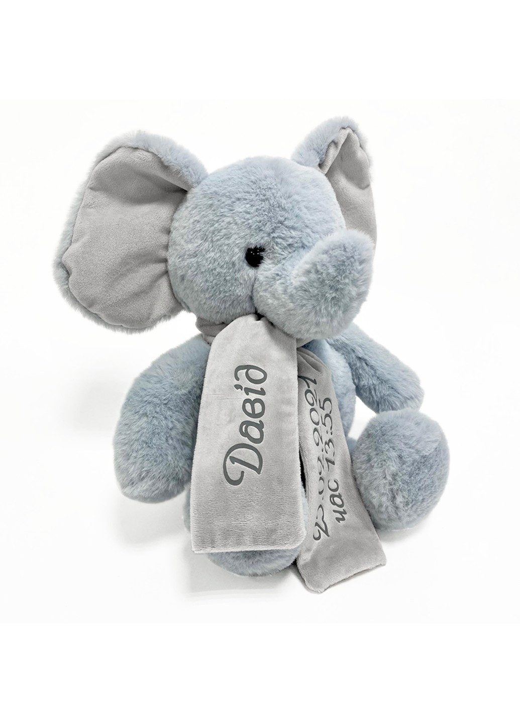 Именной мягкий слоник голубой с надписью на шарфике 30 см HeyBaby (254309307)