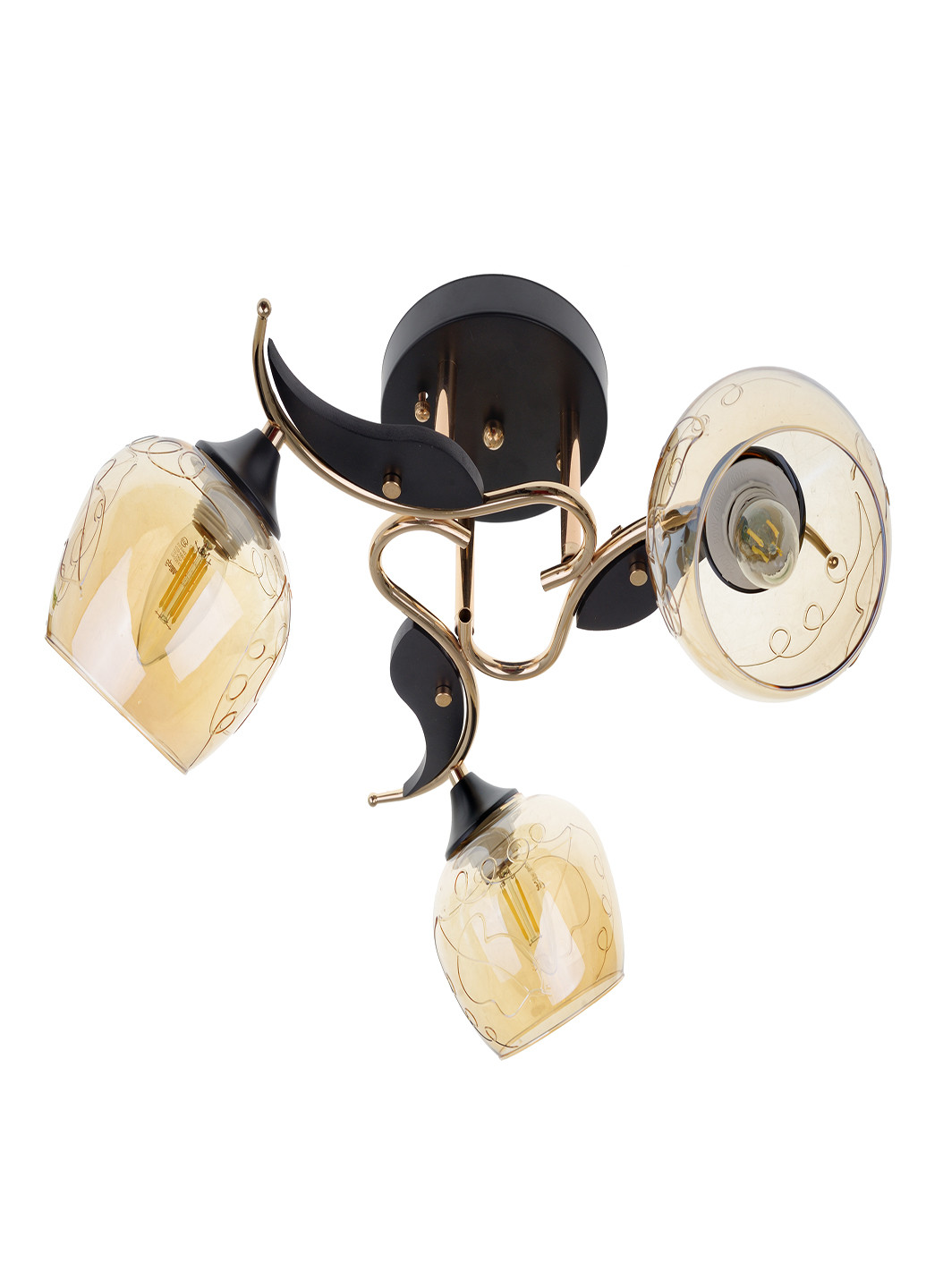 Люстра на 3 плафони чорна і золотиста LK-703S/3 E27 BK+FG Brille (220133414)