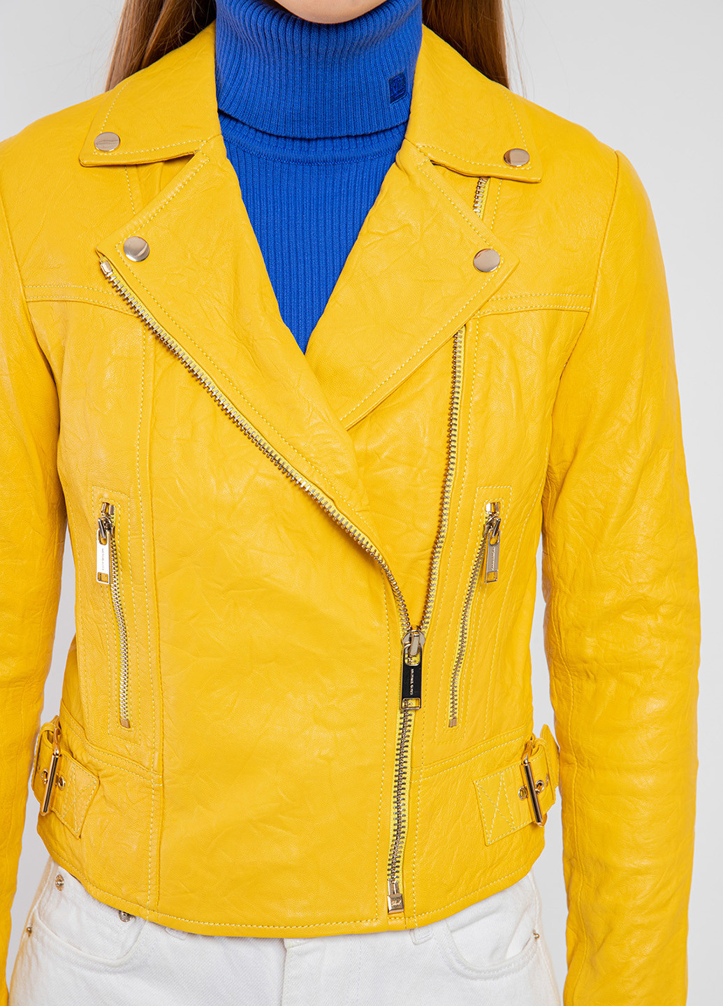 Желтая демисезонная куртка кожаная Michael Kors