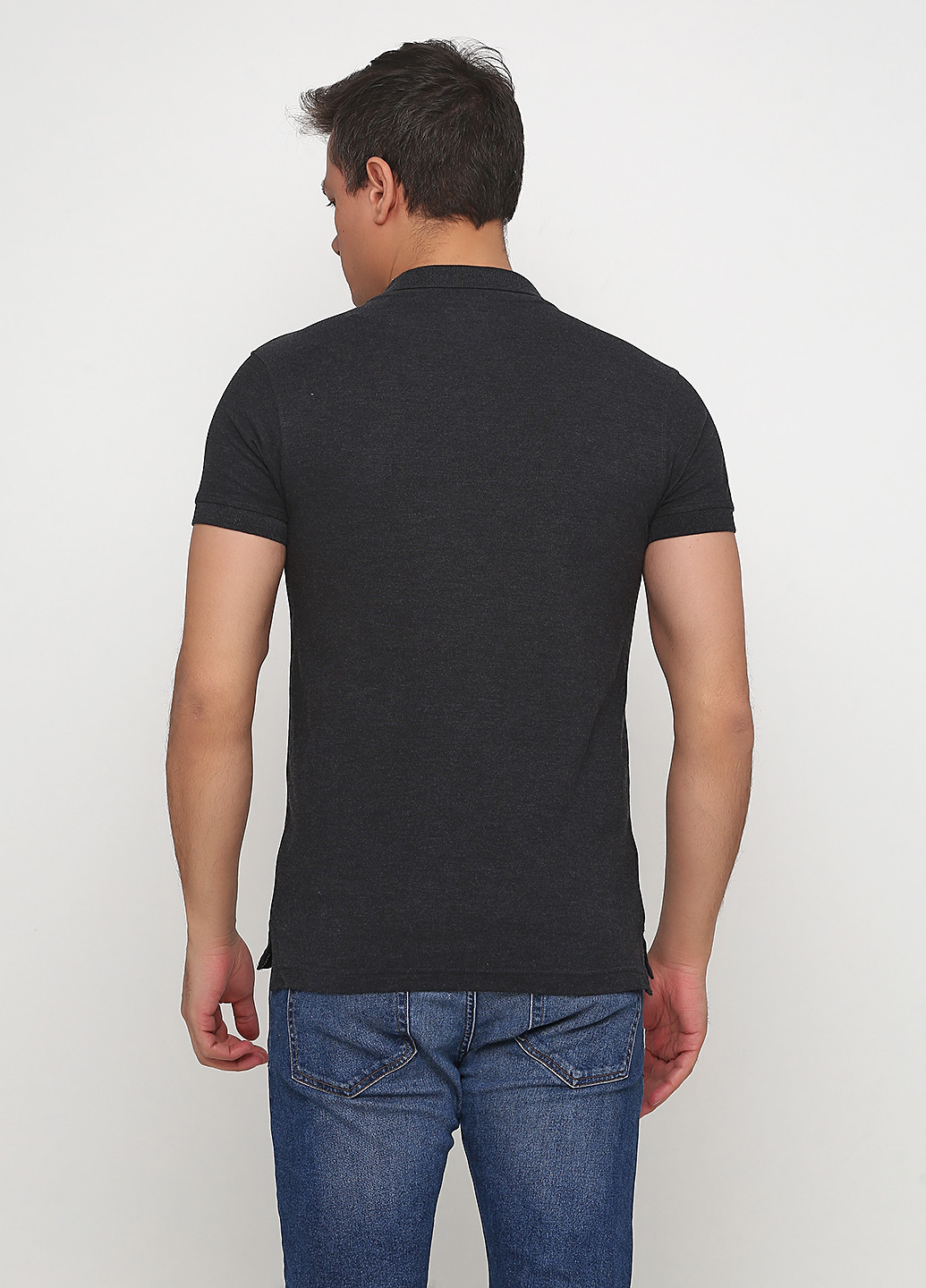 Темно-серая футболка-поло для мужчин No Brand однотонная
