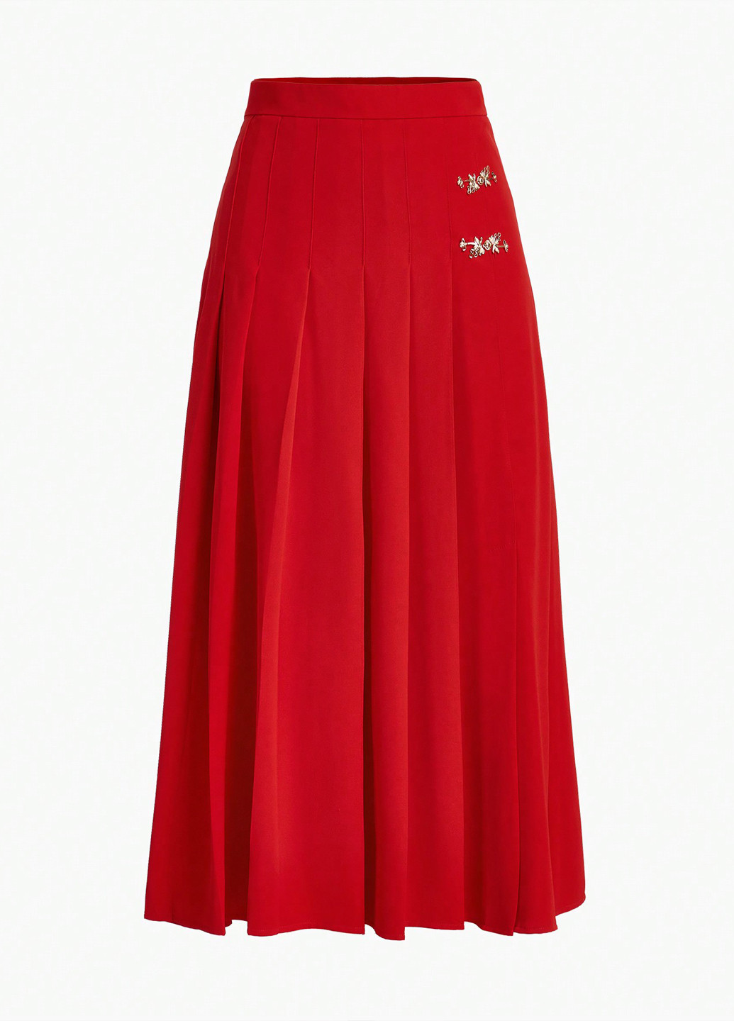 Красная кэжуал однотонная юбка SHEIN плиссе, а-силуэта (трапеция)