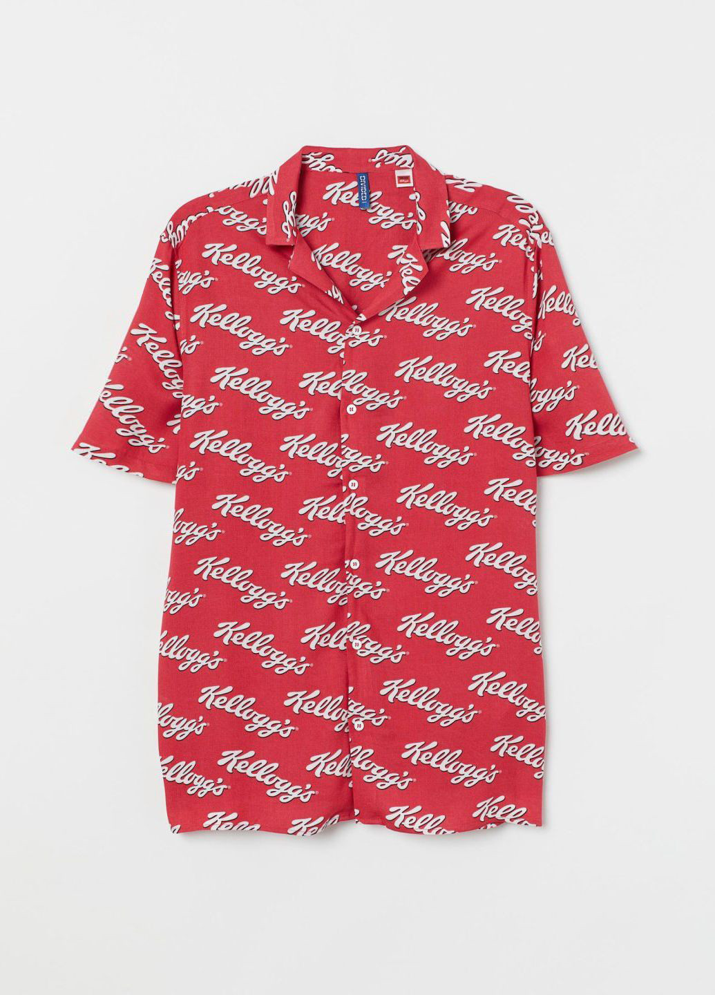 Красная кэжуал рубашка с надписями H&M
