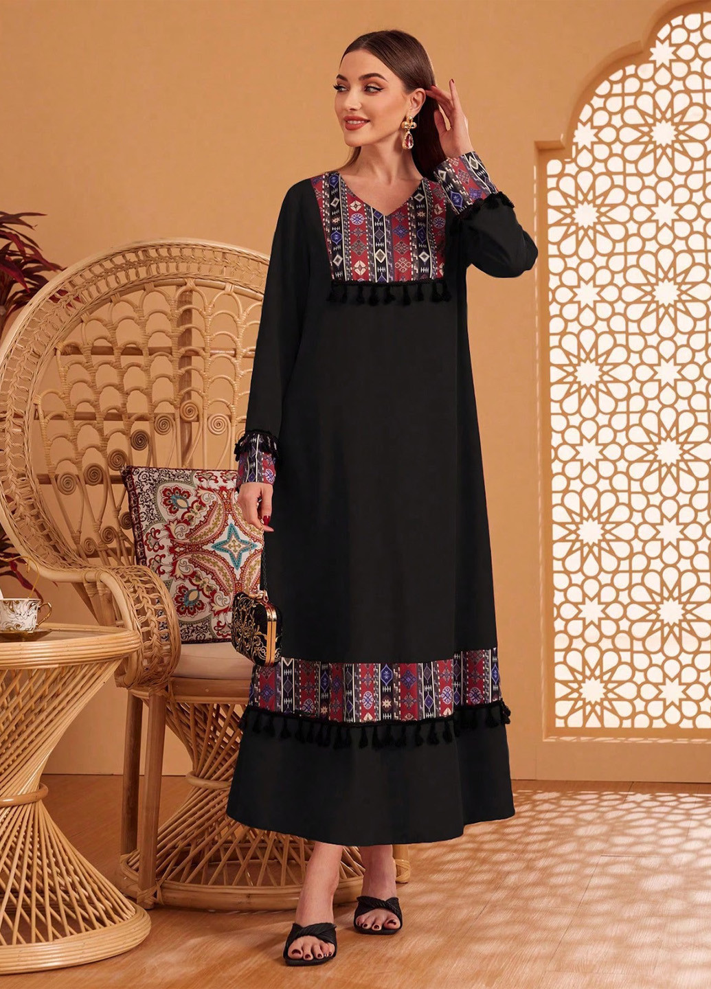 Чорна кежуал сукня а-силует SHEIN з геометричним візерунком