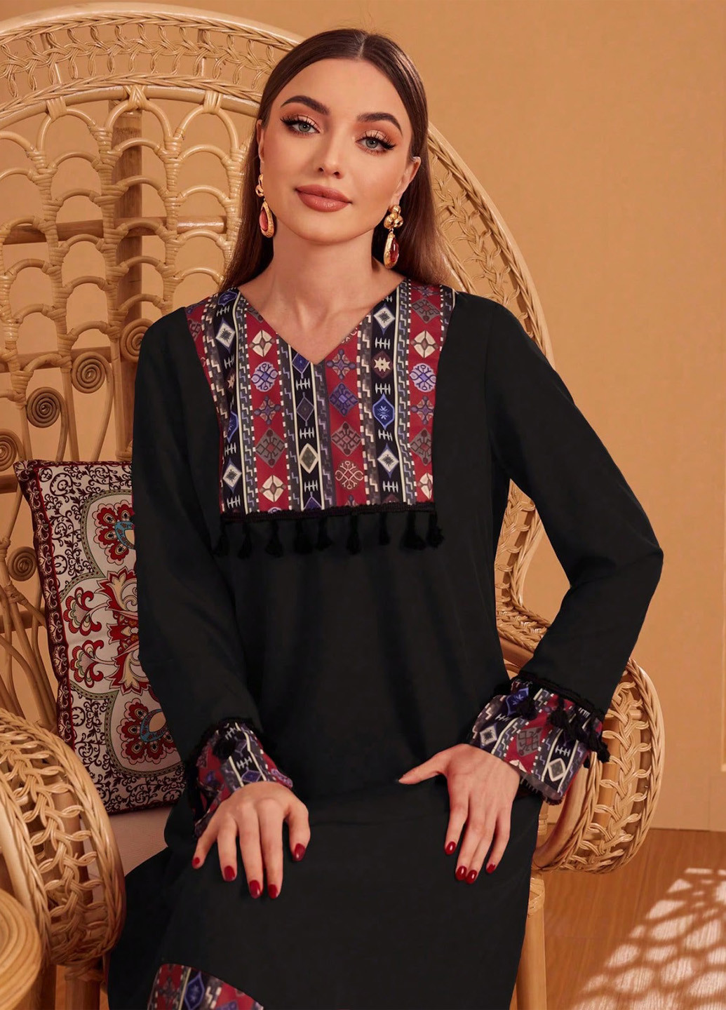 Чорна кежуал сукня а-силует SHEIN з геометричним візерунком