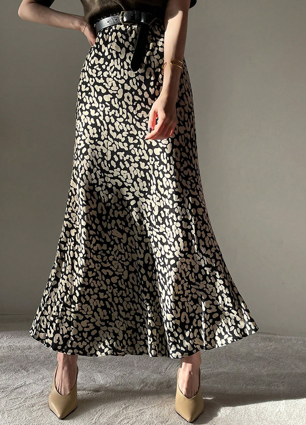 Бежевая кэжуал леопардовая юбка SHEIN годе