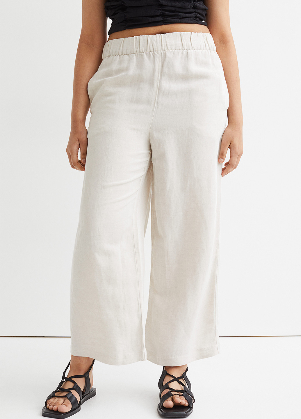 Светло-бежевые кэжуал летние кюлоты брюки H&M