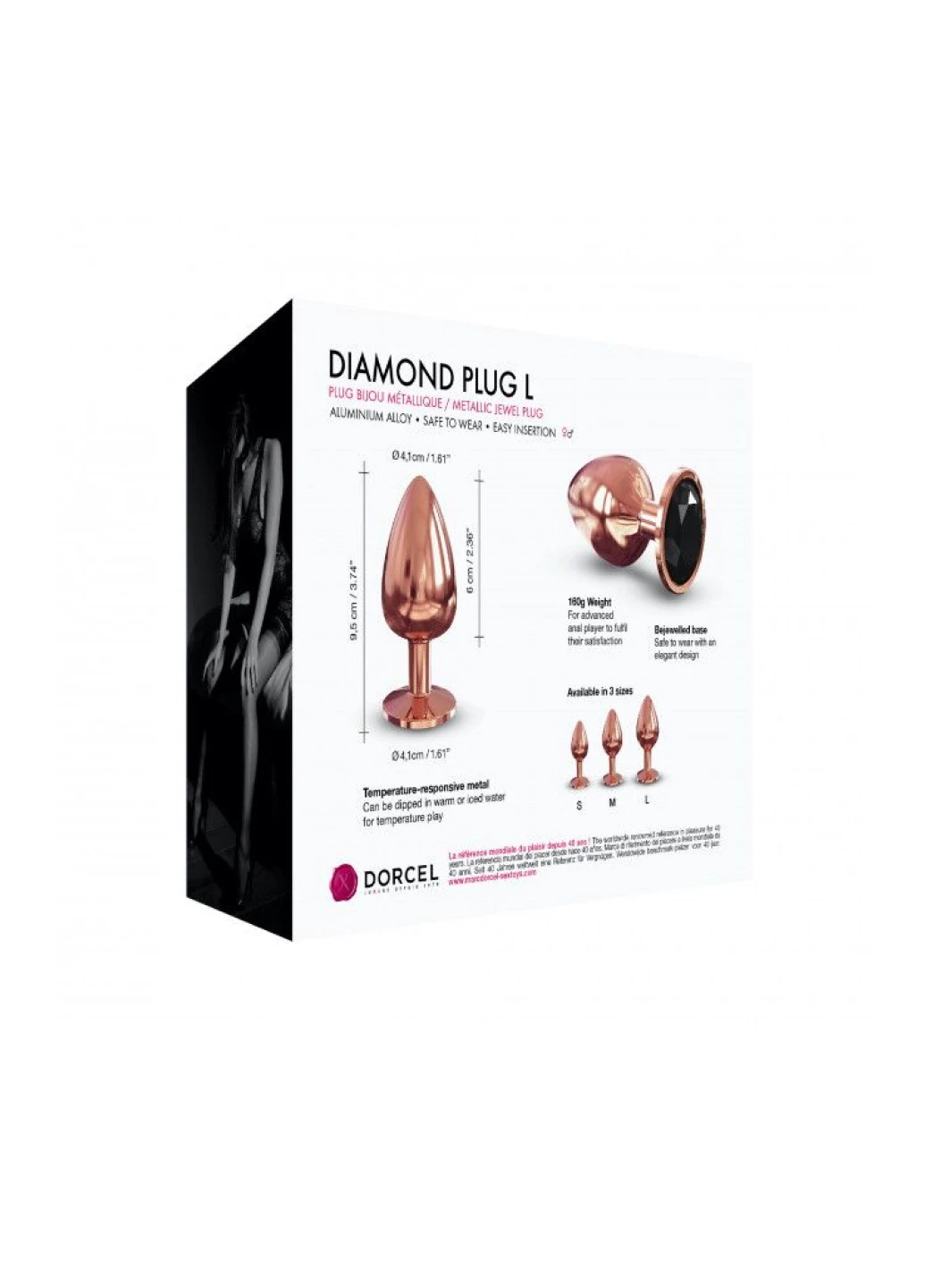 Металлическая анальная пробка с украшением в виде кристалла - Diamond Plug M Dorcel (252313642)