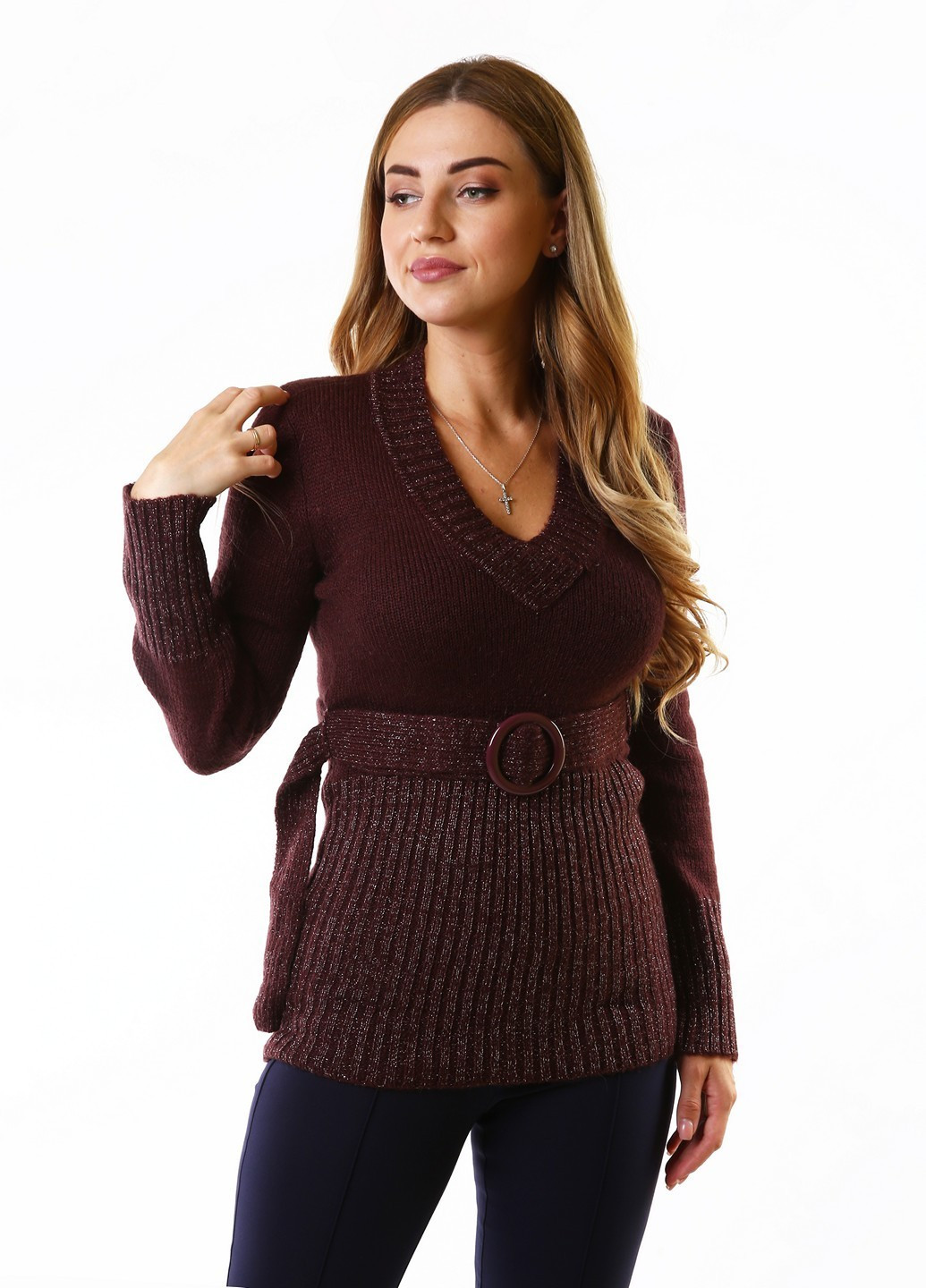 Коричневый демисезонный свитер No Brand