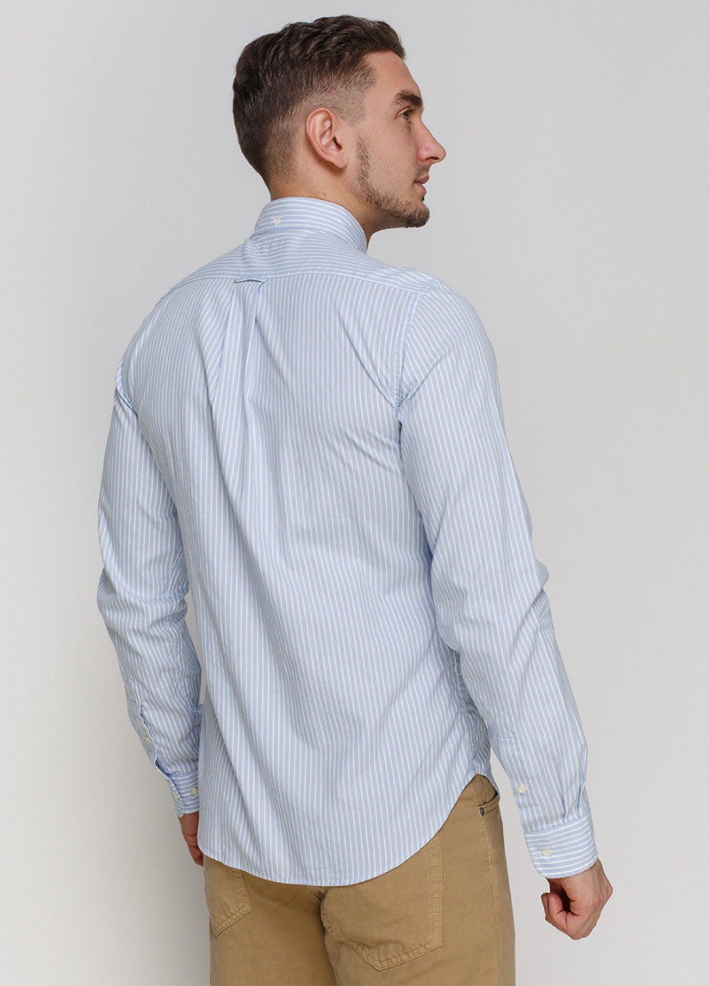 Голубой кэжуал рубашка в полоску Gant с длинным рукавом