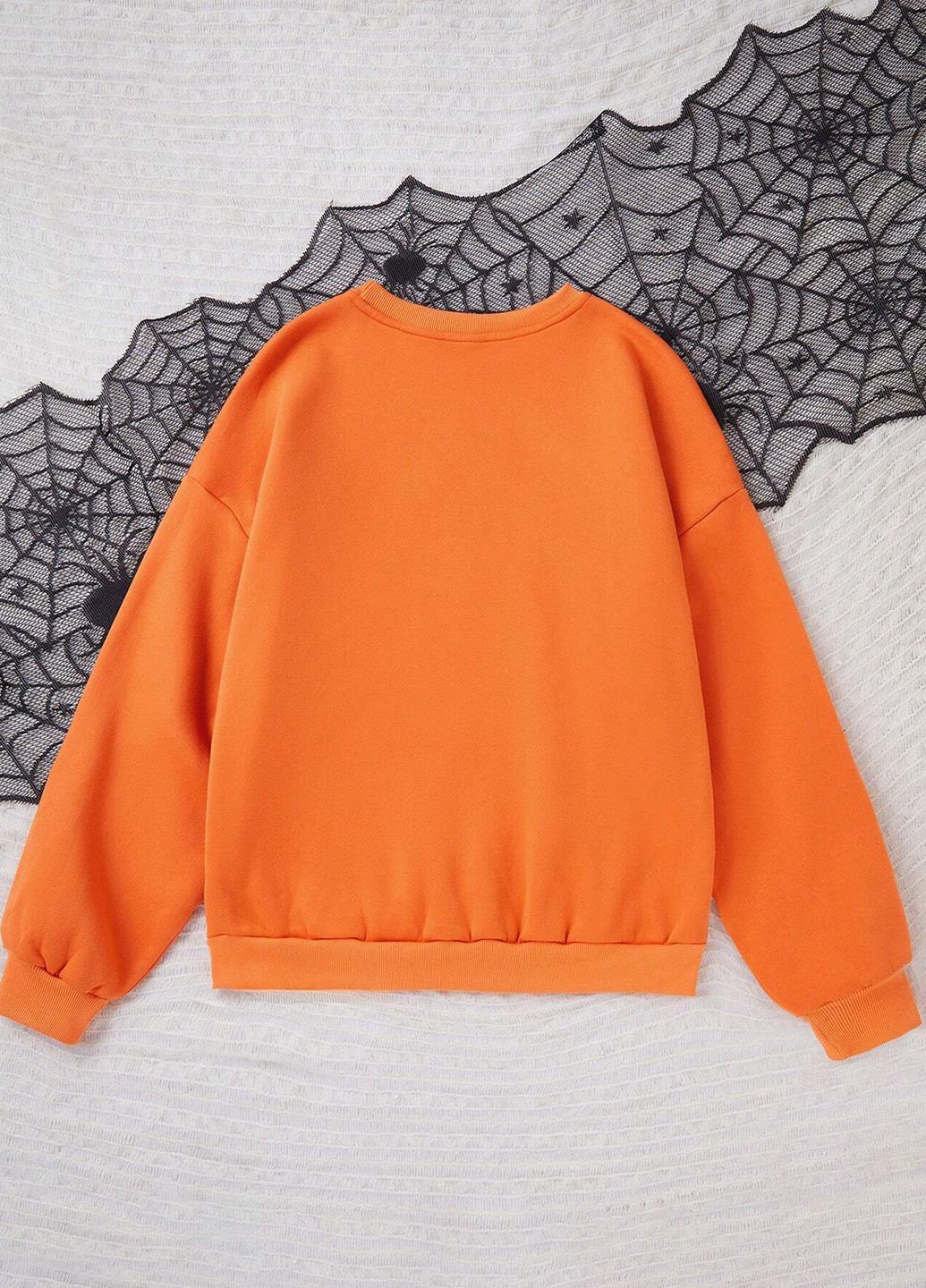 Оранжевый свитшот SHEIN рисунок без декора (364099747)