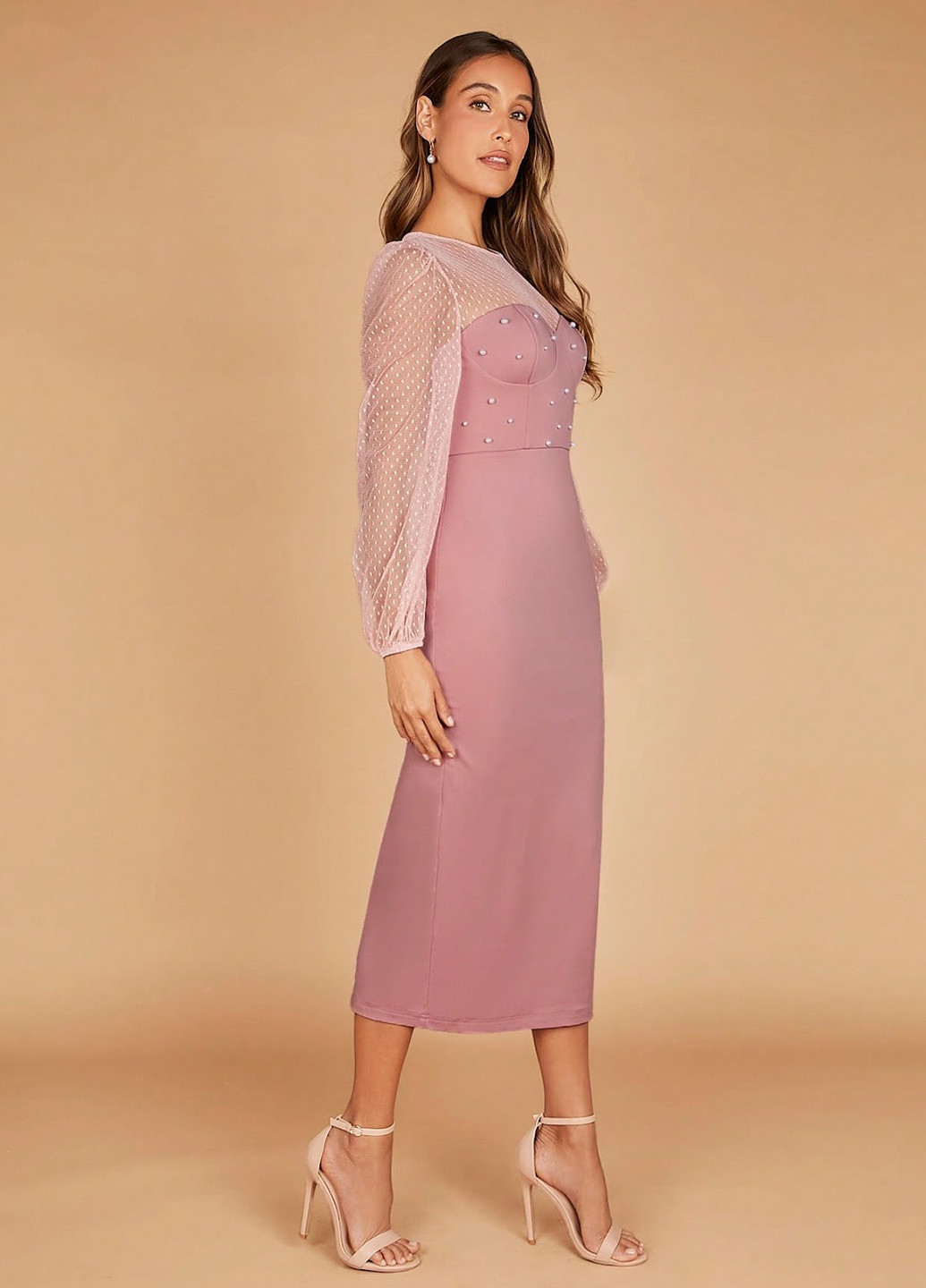 Пудрова кежуал сукня футляр SHEIN однотонна