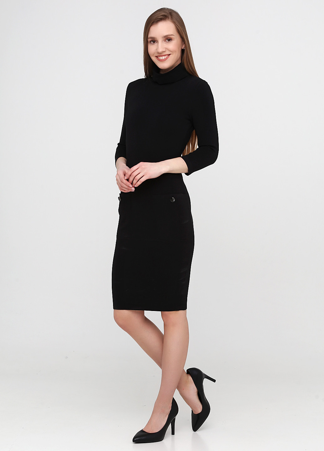 Чорна кежуал плаття, сукня сукня-водолазка Vero Moda однотонна
