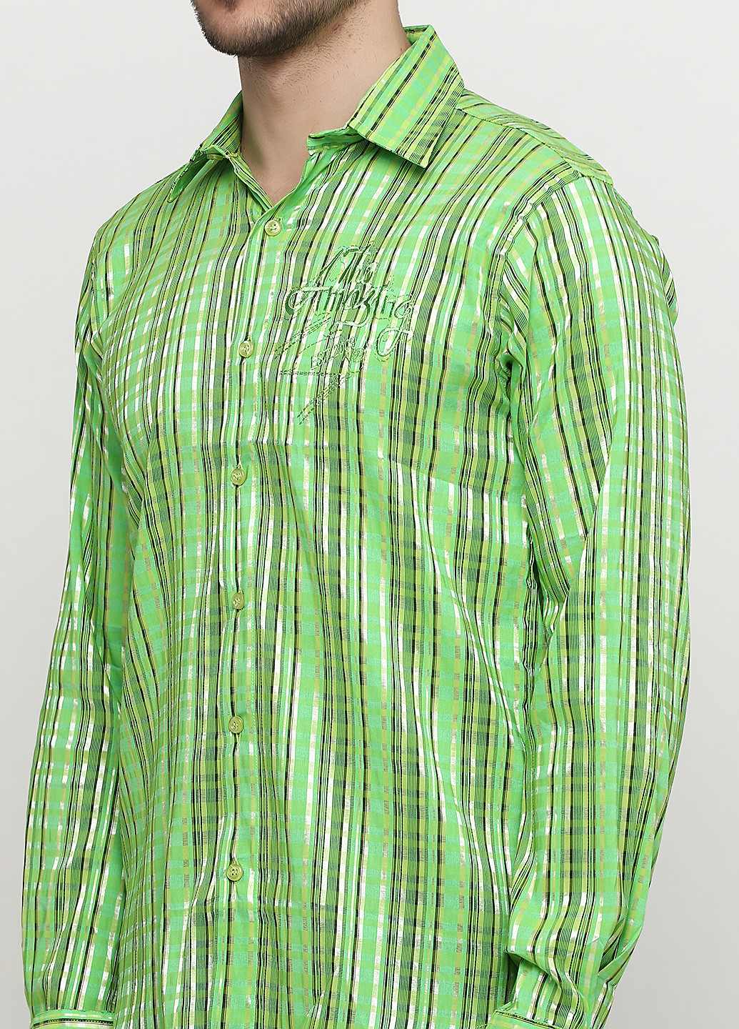 Сорочка Recodar смужка зелена кежуал бавовна