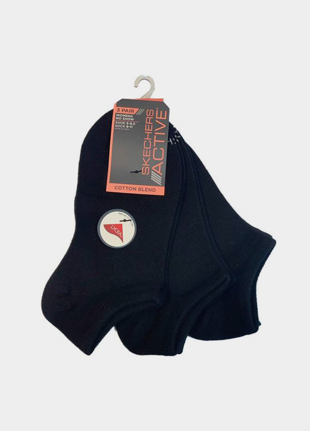 Чёрные носки (3 пары) Skechers однотонные (325233072)