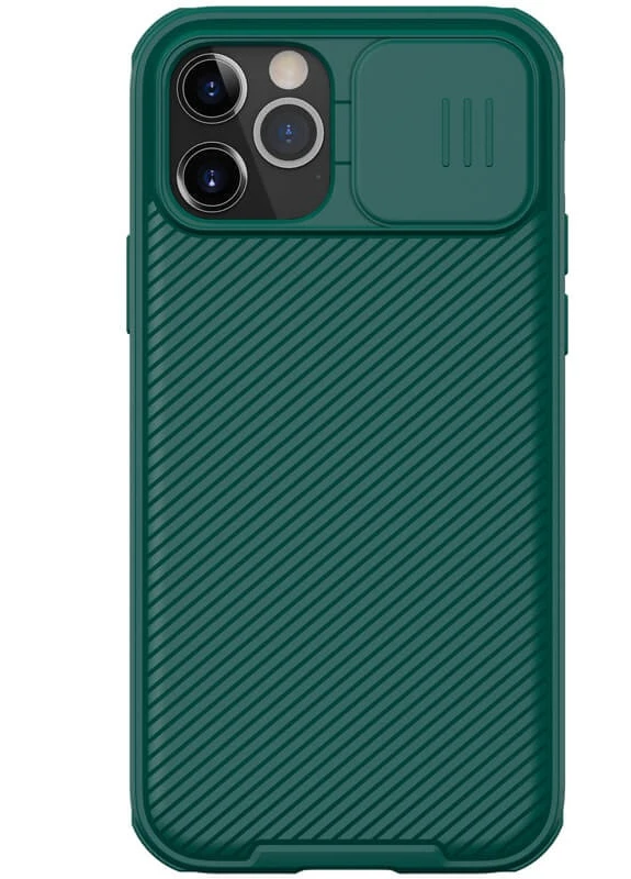 Карбоновая накладка Camshield (шторка на камеру) для Apple iPhone 12 Pro Max (6.7') Зеленый / Dark Green (00000041779_1) Nillkin (229725497)