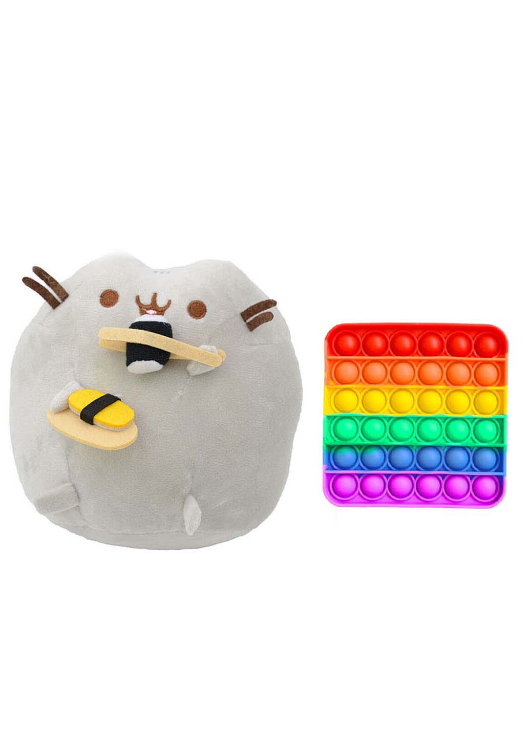 Іграшка м'яка кіт із суші 18 х 15 см Пушин кет та іграшка антистрес Pop It квадрат S&T (256543871)