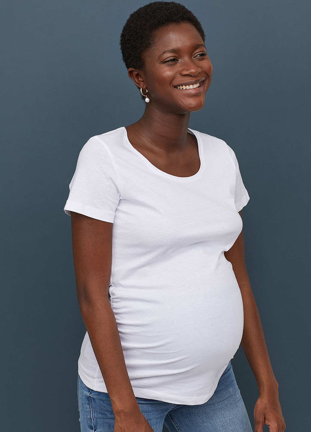 Белая летняя футболка для беременных H&M