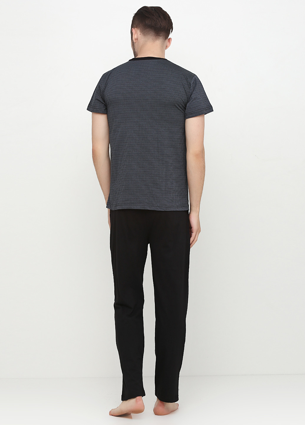 Піжама (футболка, штани) Devino геометрична темно-сіра домашня
