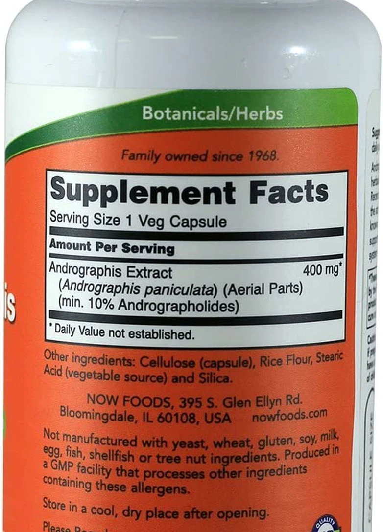 Екстракт андрографісу Andrographis Extract 400 mg 90 Veg Capsules Now (254916590)