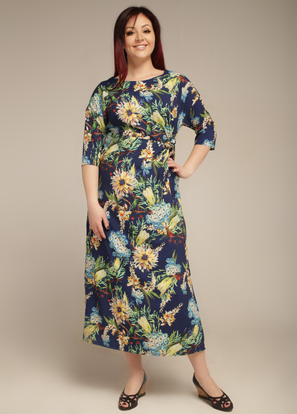Темно-синее кэжуал платье Maxiline с цветочным принтом