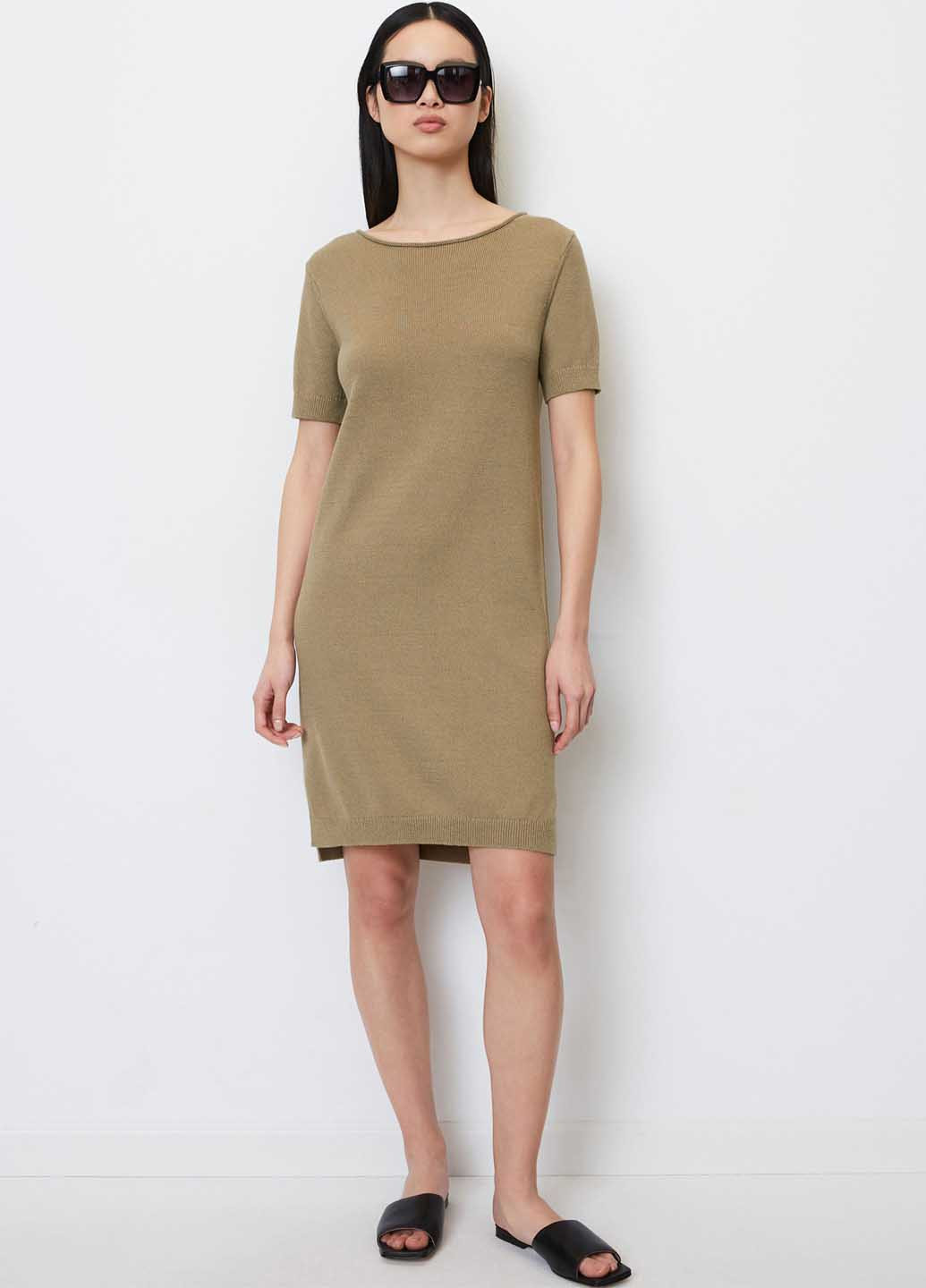 Темно-бежевое кэжуал платье Marc O'Polo однотонное