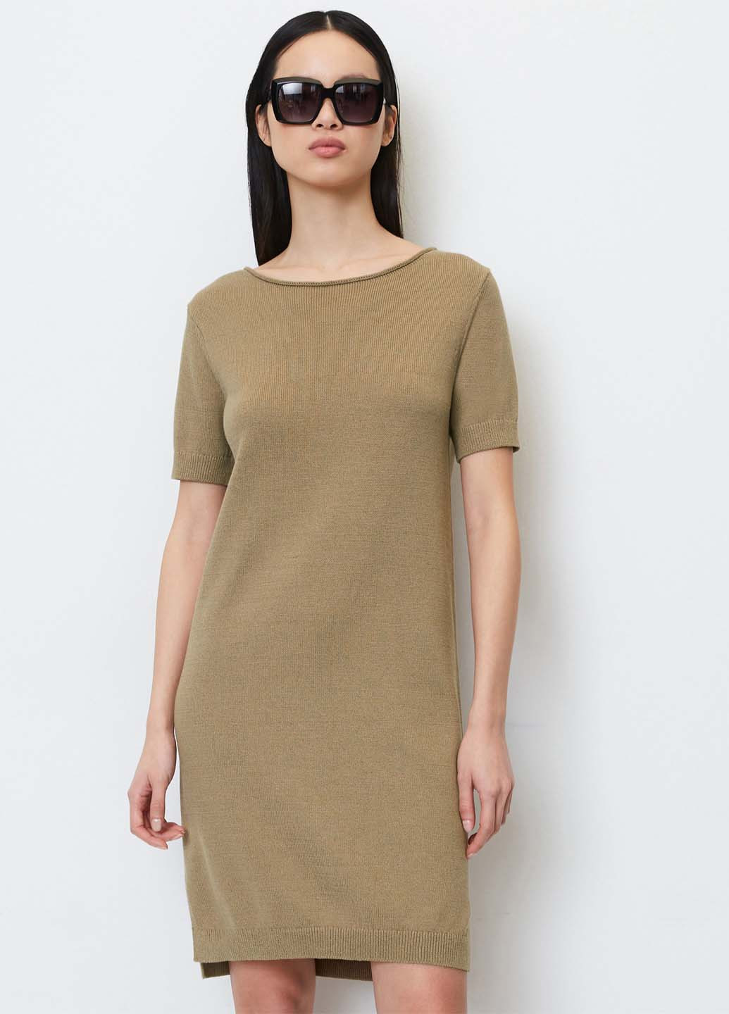 Темно-бежевое кэжуал платье Marc O'Polo однотонное