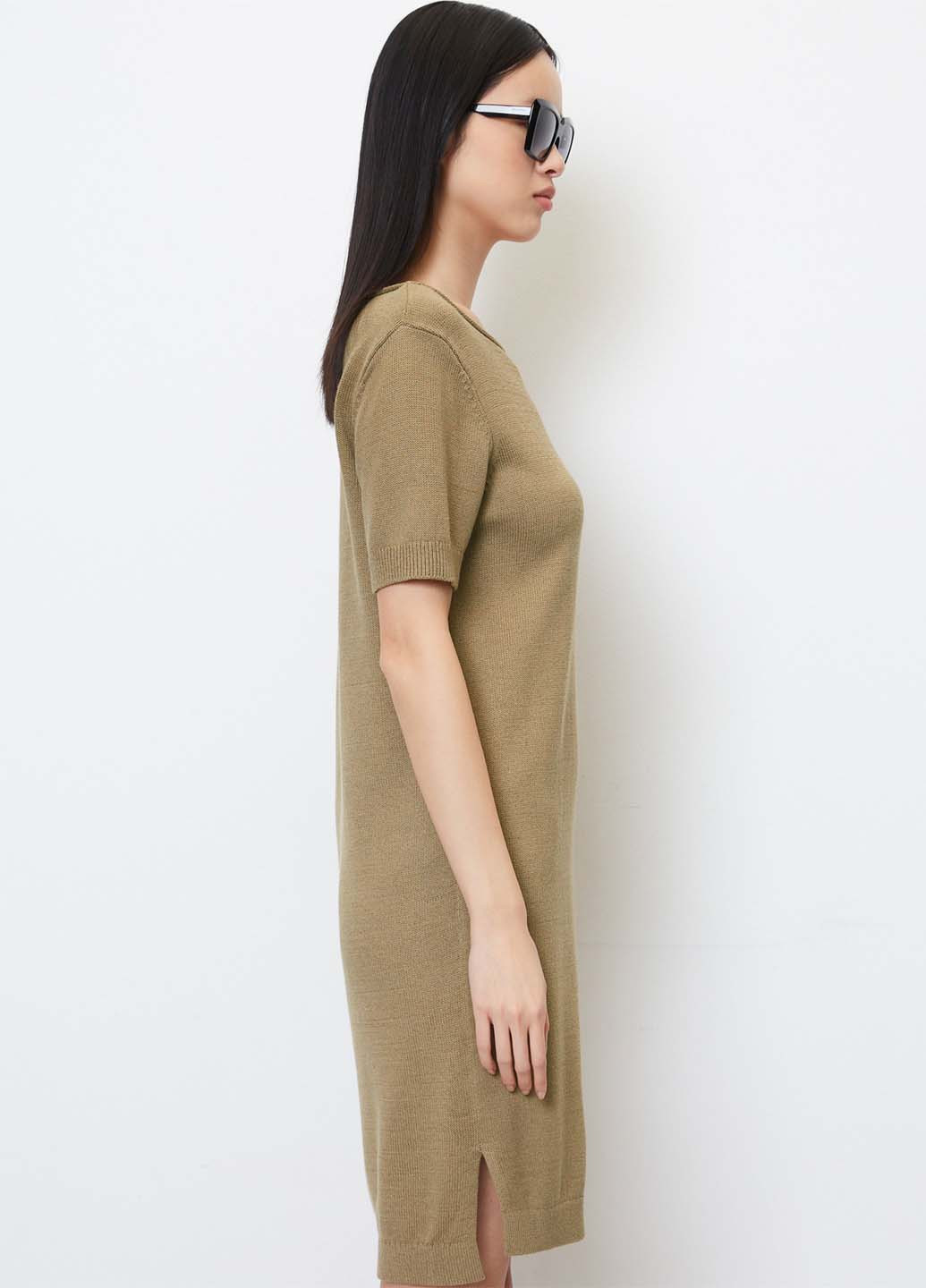 Темно-бежевое кэжуал платье Marc O'Polo однотонное