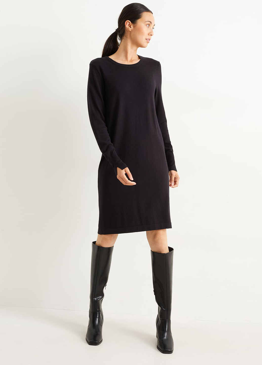 Черное кэжуал платье C&A однотонное