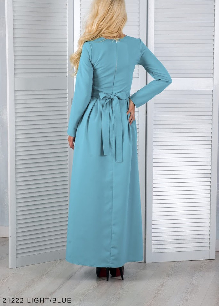 Блакитна кежуал лаконічне літнє плаття-максі з зав'язками на талії sonia Podium однотонна