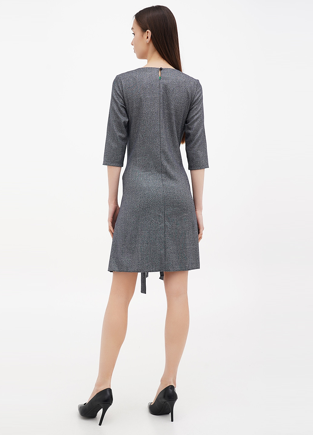 Темно-синее кэжуал платье а-силуэт Sassofono меланжевое