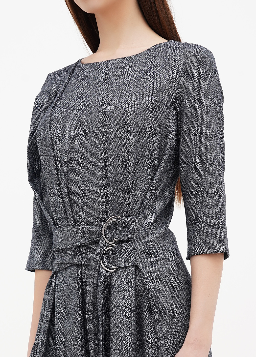 Темно-синее кэжуал платье а-силуэт Sassofono меланжевое