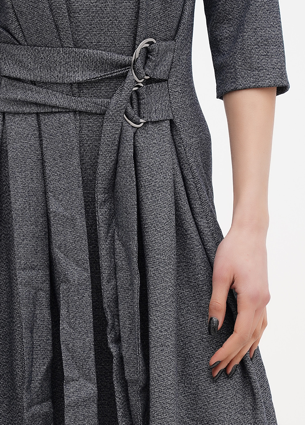 Темно-синее кэжуал платье а-силуэт Sassofono меланжевое