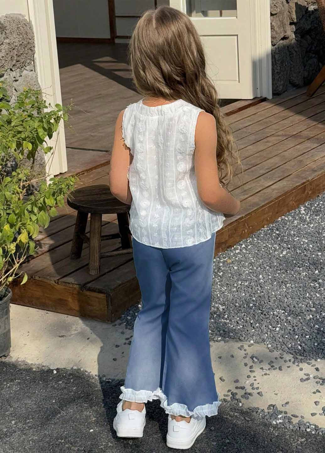 Білий літній комплект (майка, штани) SHEIN