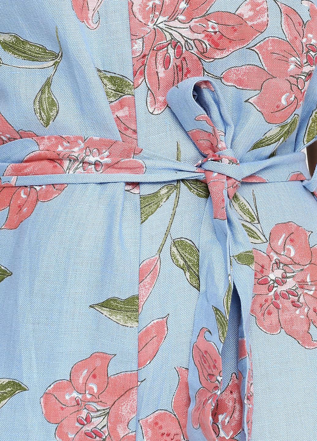 Комбинезон Moda in Italy комбинезон-брюки цветочный голубой кэжуал