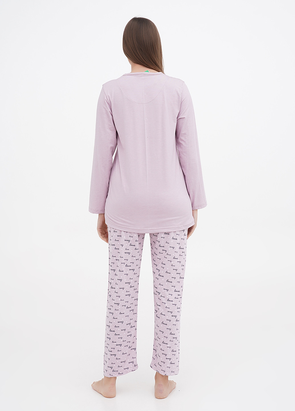 Світло-рожева всесезон піжама (лонгслів, штани) лонгслив + брюки Stil Moda