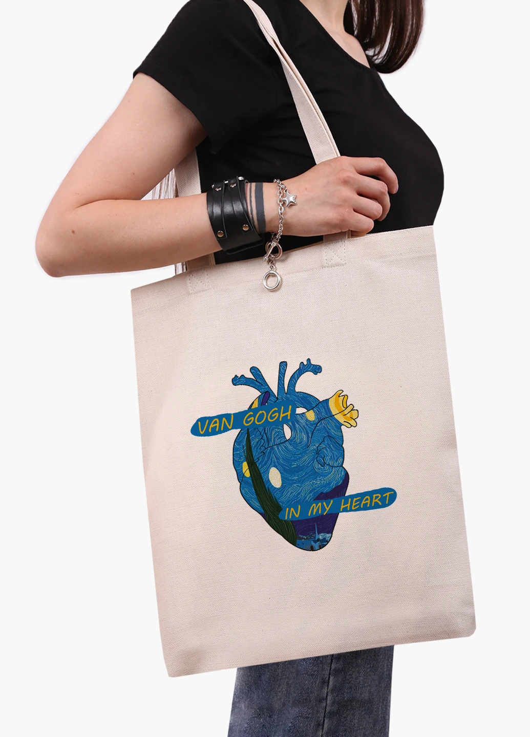 Еко сумка шоппер біла Серце Вінсент Ван Гог (Vincent van Gogh) (9227-2950-WT-1) 41*35 см MobiPrint (228156254)