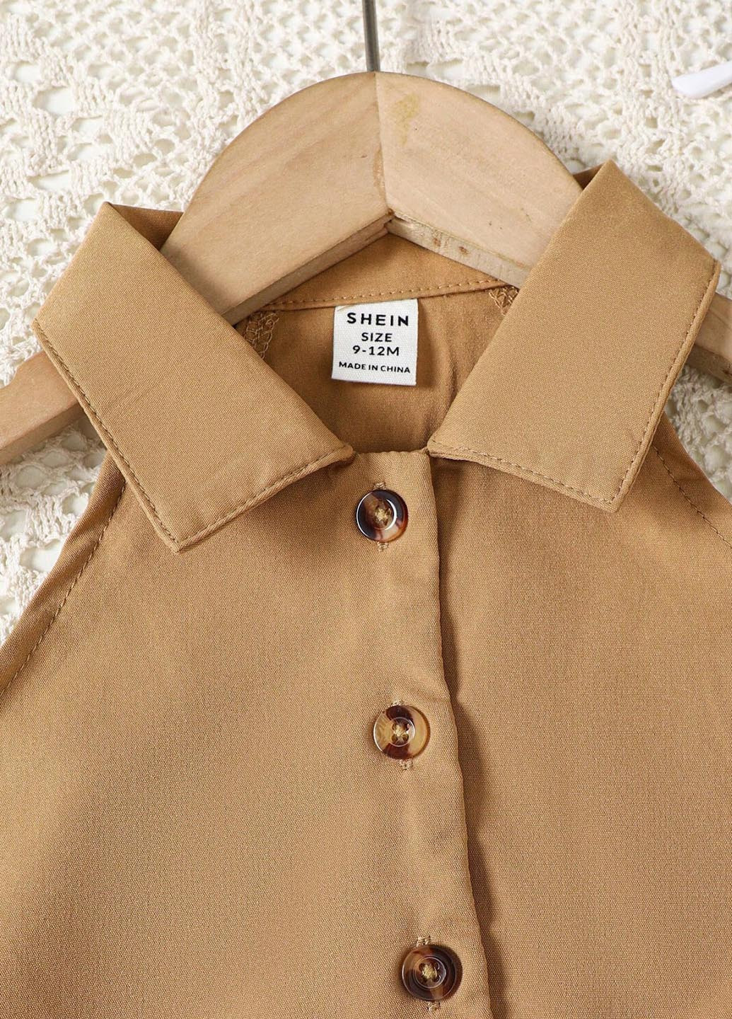 Темно-бежевий літній костюм (топ, спідниця) SHEIN