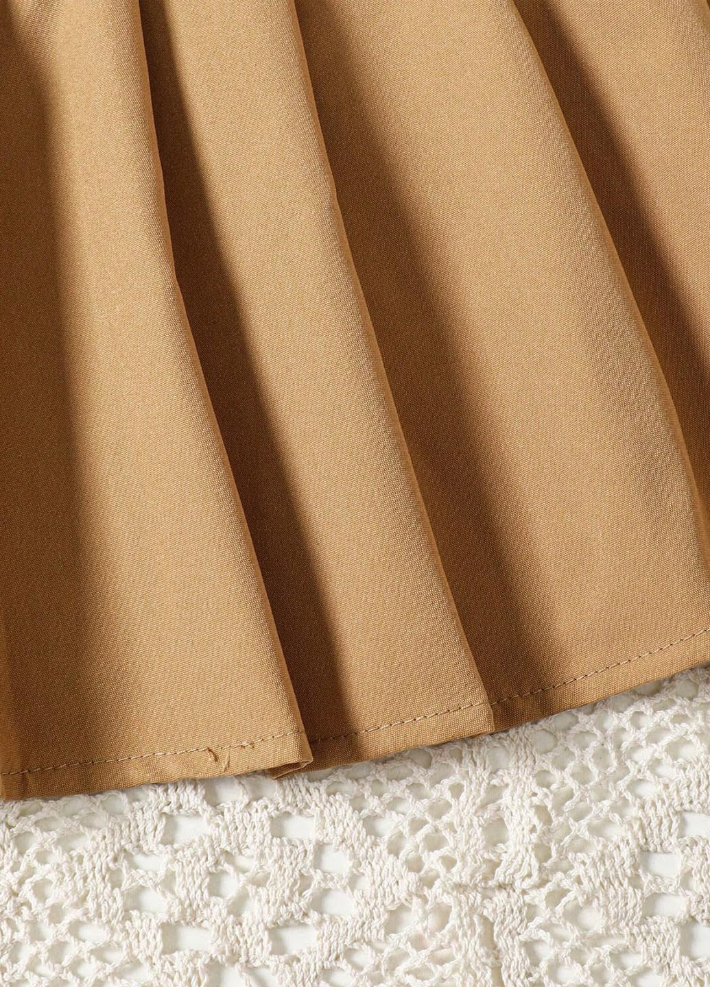 Темно-бежевий літній костюм (топ, спідниця) SHEIN