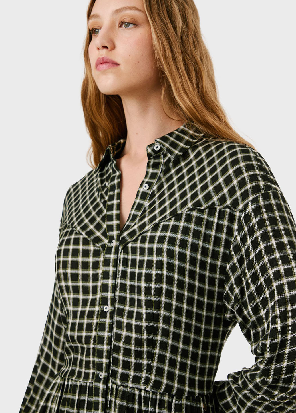 Черное кэжуал платье рубашка Pepe Jeans в клетку