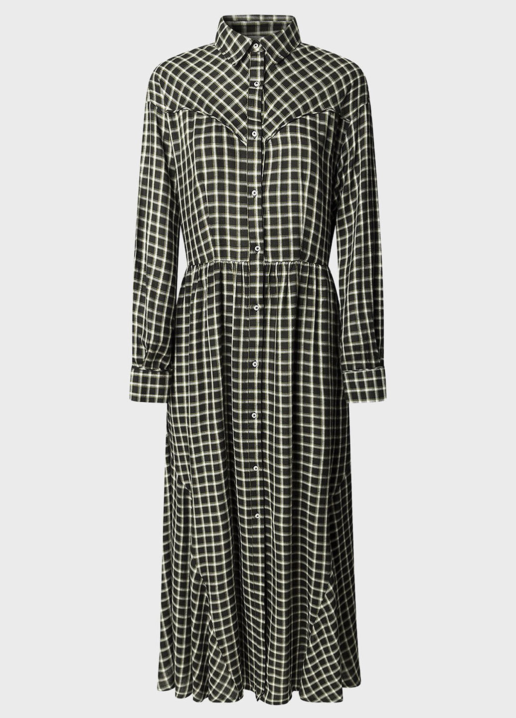 Черное кэжуал платье рубашка Pepe Jeans в клетку