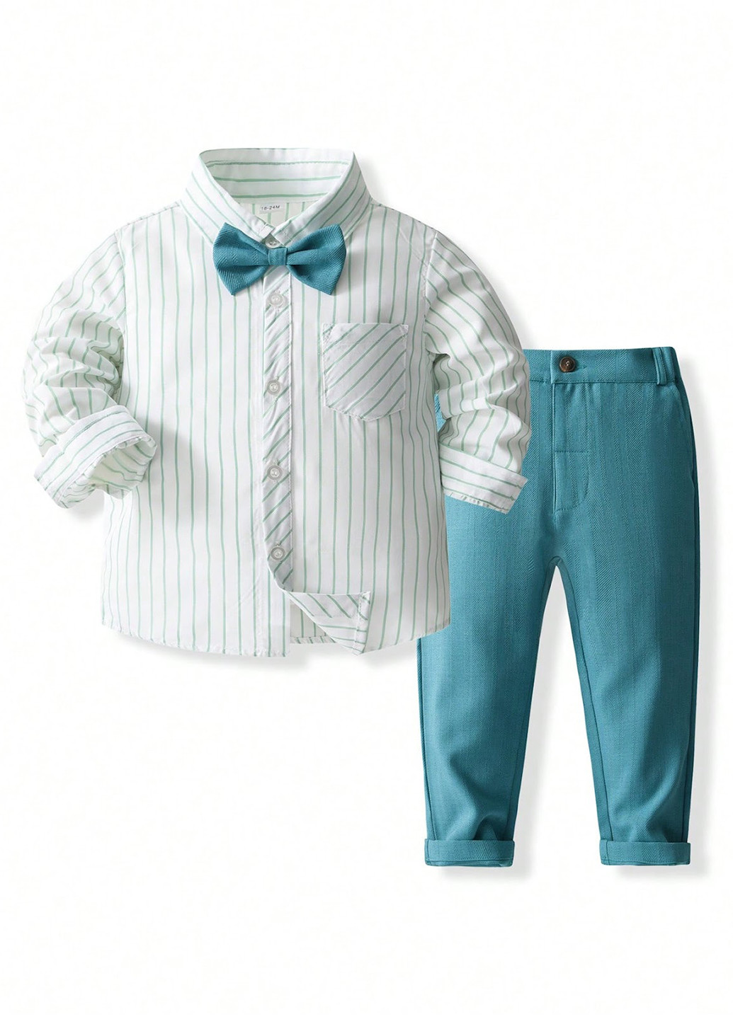 Морской волны демисезонный костюм (рубашка, брюки) SHEIN