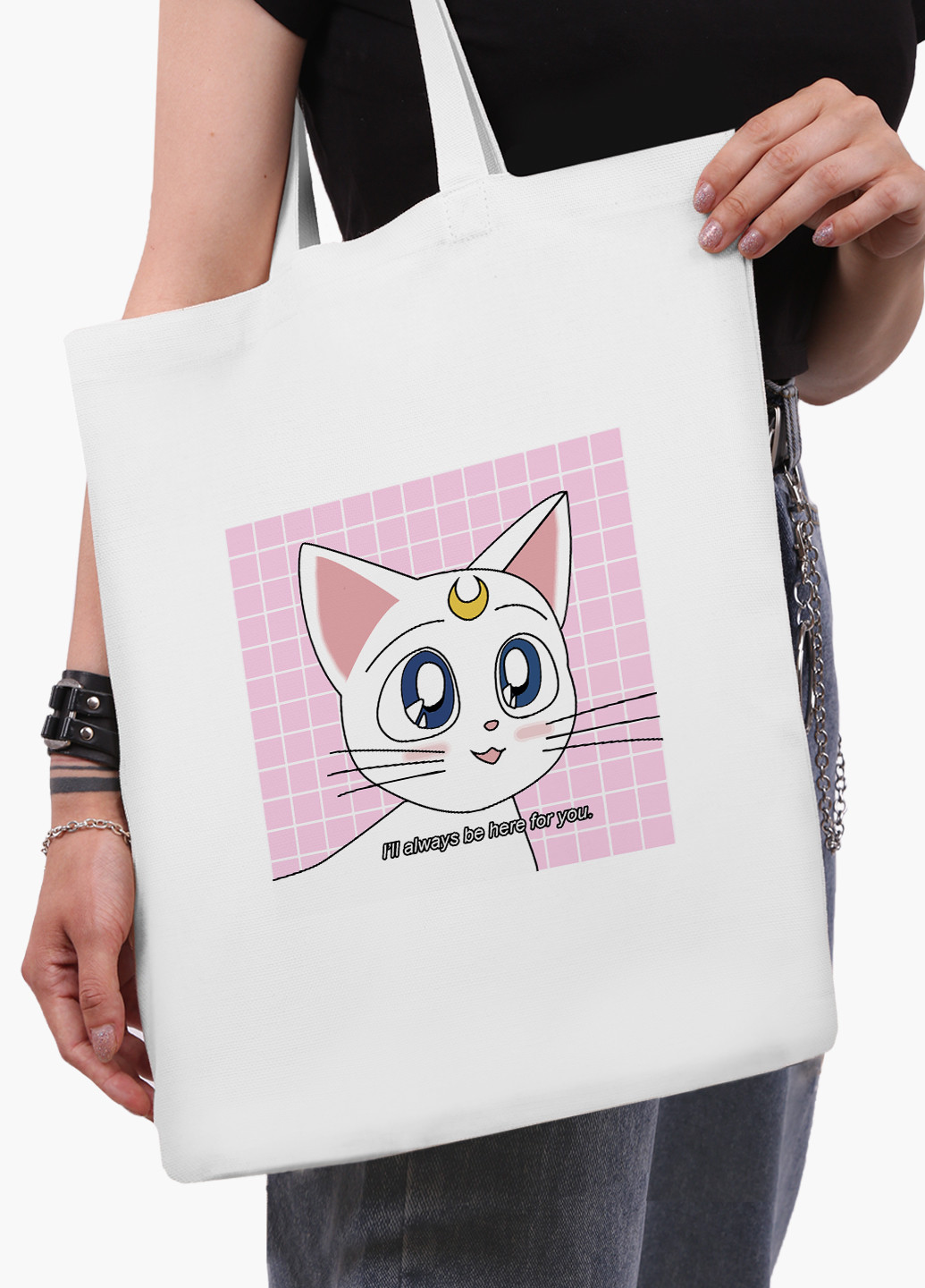 Еко сумка шоппер біла Сейлор Мун (Sailor Moon) (9227-2919-WT-2) екосумка шопер 41*35 см MobiPrint (224806218)